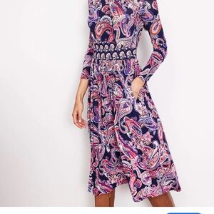 Boden Multicolor Long-Sleeved Paisley Dress with Pockets!